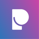 PARKITA P PARKITA P logo with colour gradient from blue to pink in the background