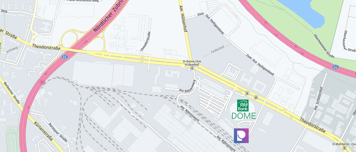Map Parkita parking garage at PSD BANK DOME  Map PSD BANK DOME with marked location of the PSD BANK DOME and the PARKITA parking garage